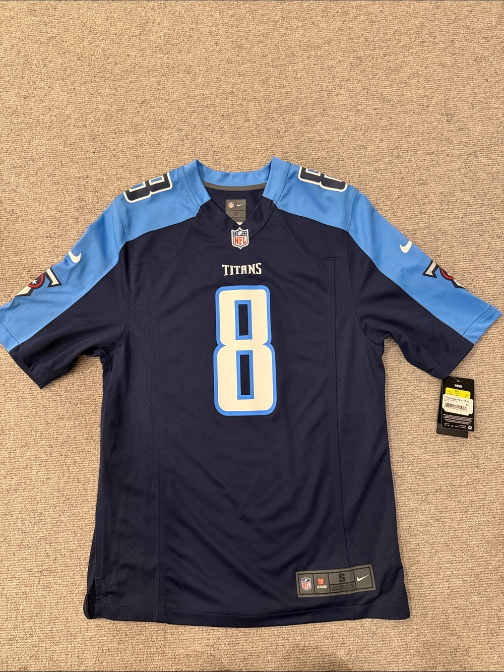 NWT🏈NIKE NFL AUTHENTIC TENNESSEE TITANS MARIOTA NUMBER 8 FOOTBALL JERSEY- SMALL